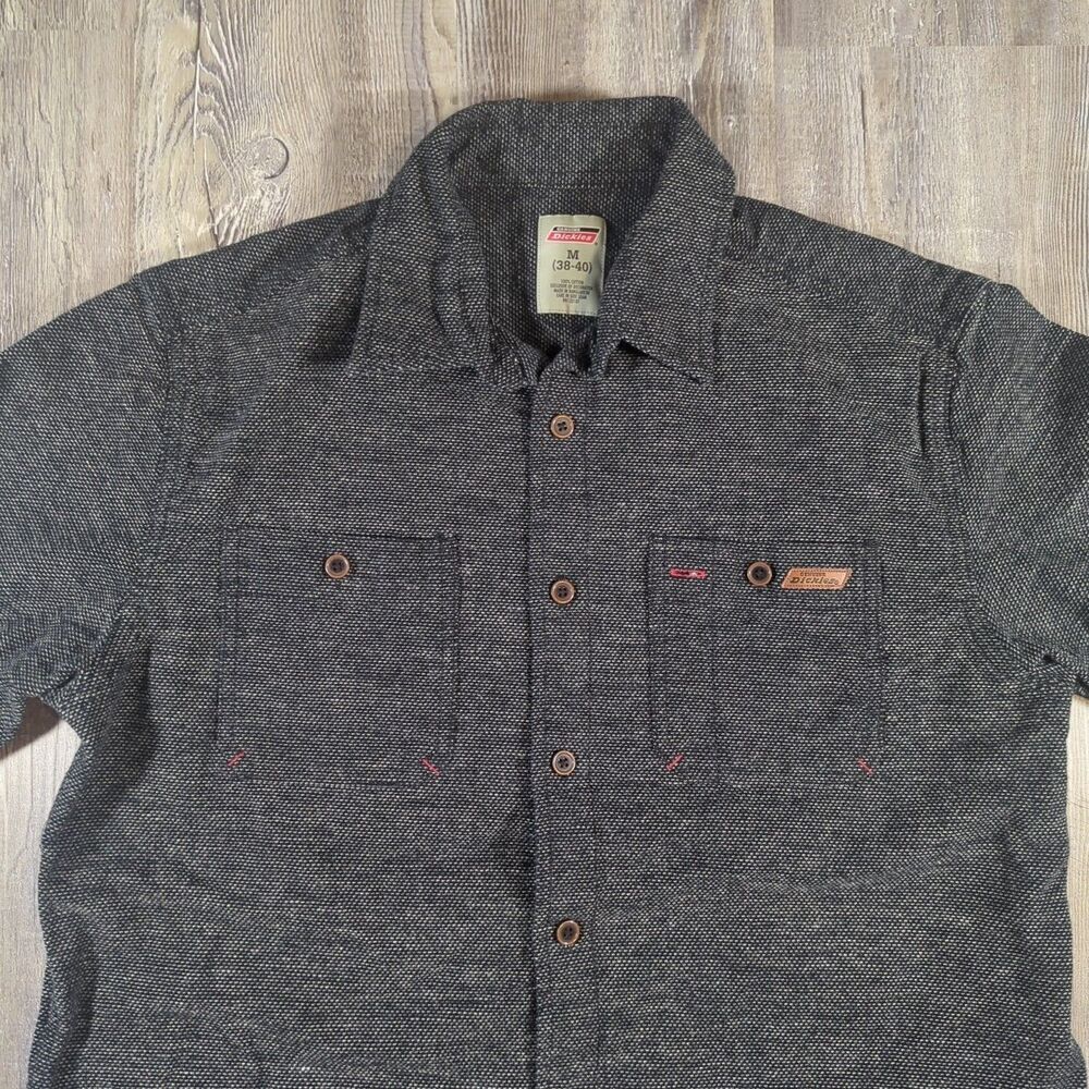 Genuine Dickies Shirt Mens Size Medium Heavyweight Tweed Grey Long Sleeve - Picture 5 of 15
